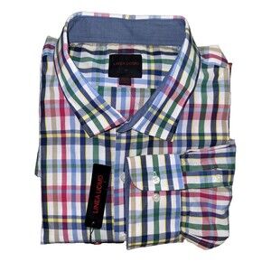 Linea Uomo 4X Plaid Button Up Shirt Multicolor Cotton Blend NWT Classic Fit